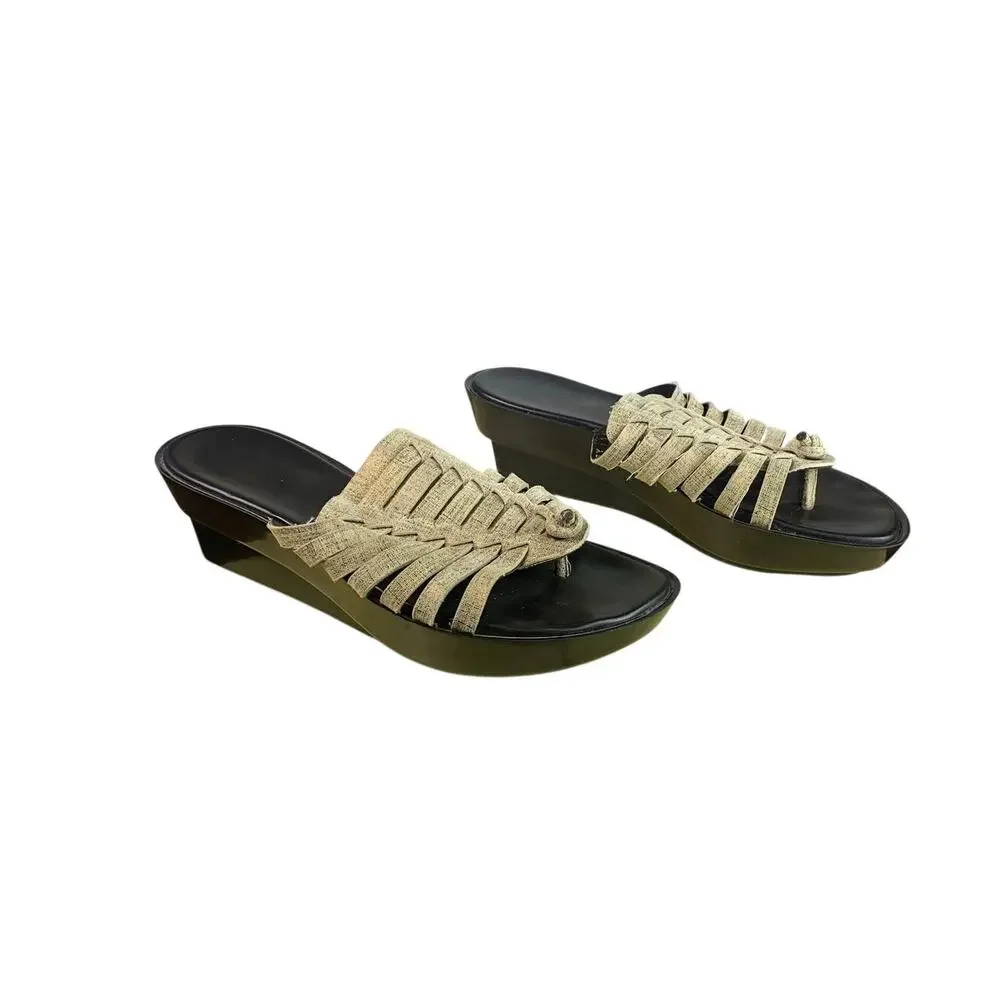 Donald J Pliner Cissy Platform Sandals Gold Black Leather 8.5